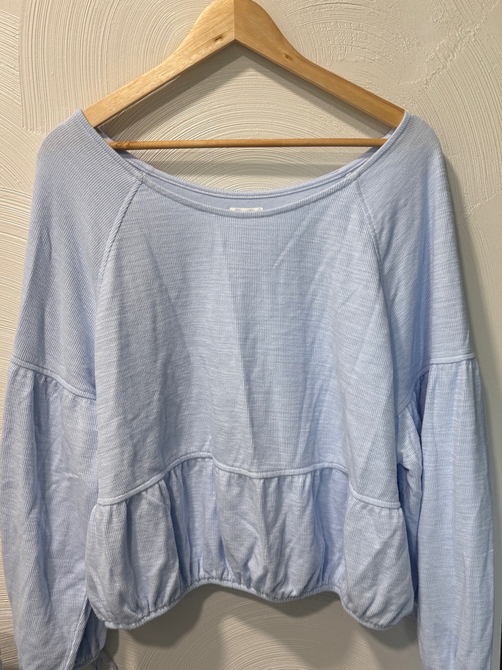 aerie Light Blue Cropped Pullover Sweatshirt